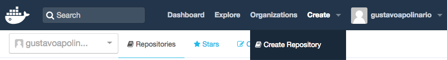 Dockerhub menu to Create Repository