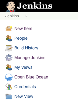 jenkins menu with blue ocean