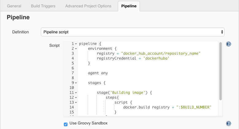 Pipeline in job config