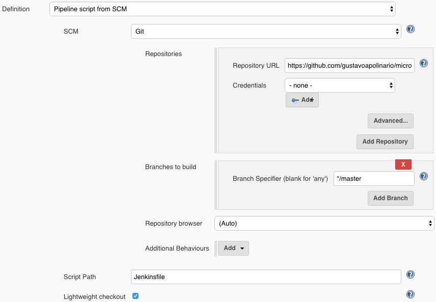 Build your pipeline from git repository