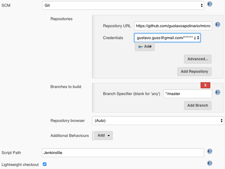 Git configuration with credentials