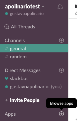 Slack Browse app Button plus